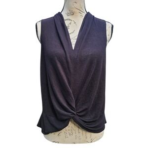 Sanctuary Womens Black Twist Front Sleeveless V-Neck Knit Top Medium